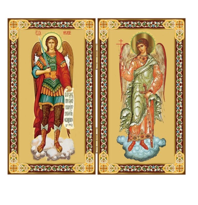 Diptych St. Archangel Michael & Guardian Angel Gold Foil