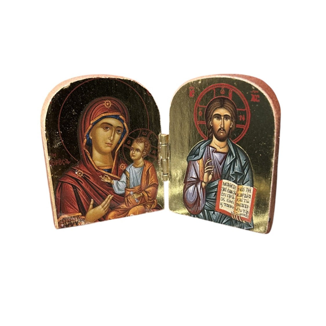 Small Wooden Diptych Jesus Christ and the Holy Theotokos