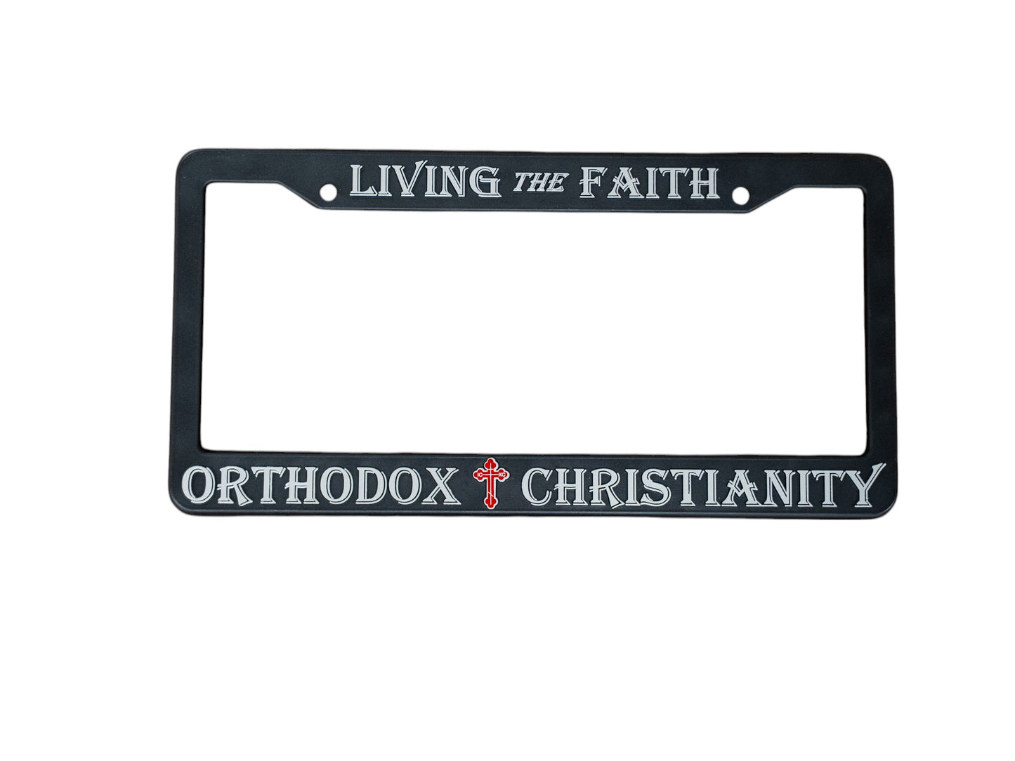 "Living the Faith" License Plate Frame