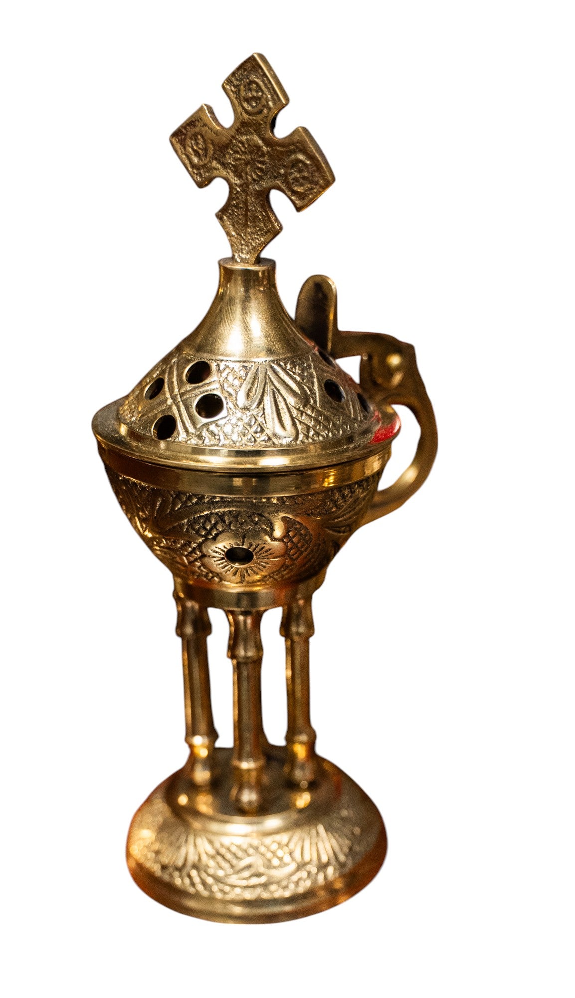Brass Incense Burner with Cross