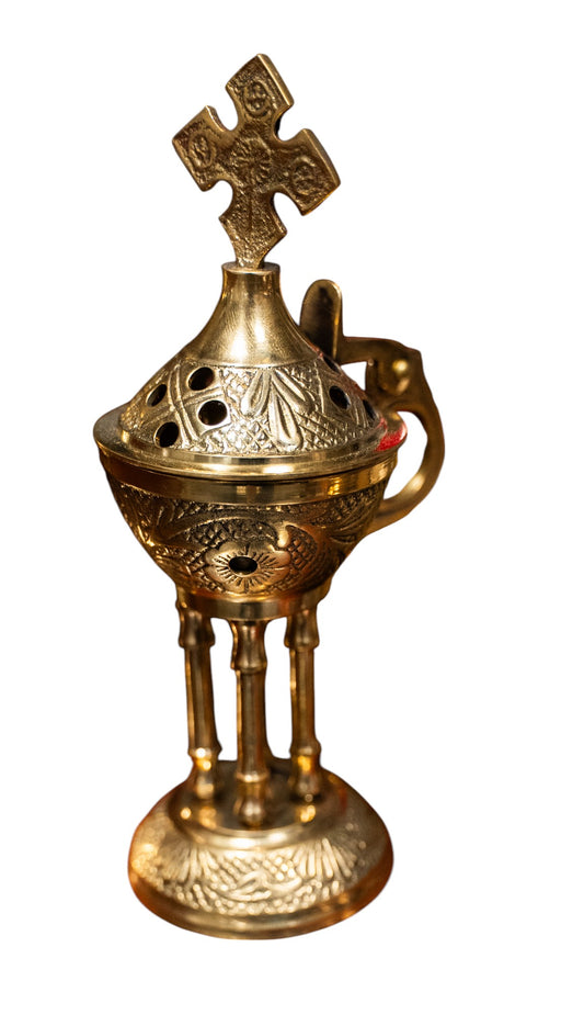 Brass Incense Burner with Cross