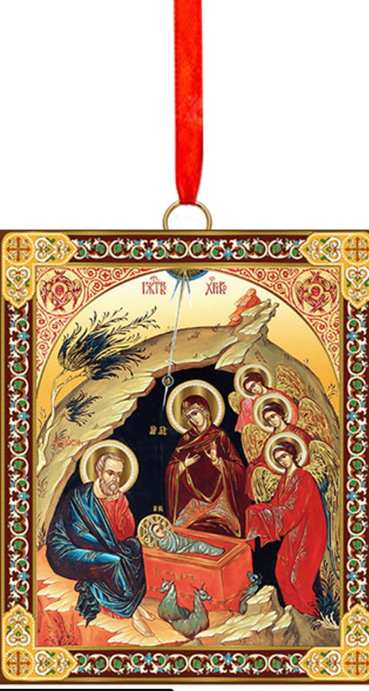 Ornament, two-sided Angelic Nativity