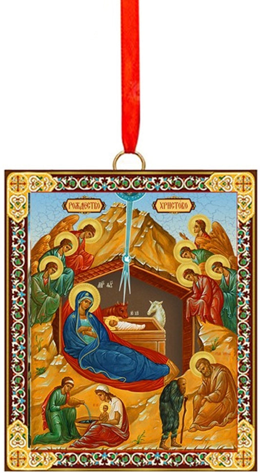 Ornament, two-sided Angelic Nativity
