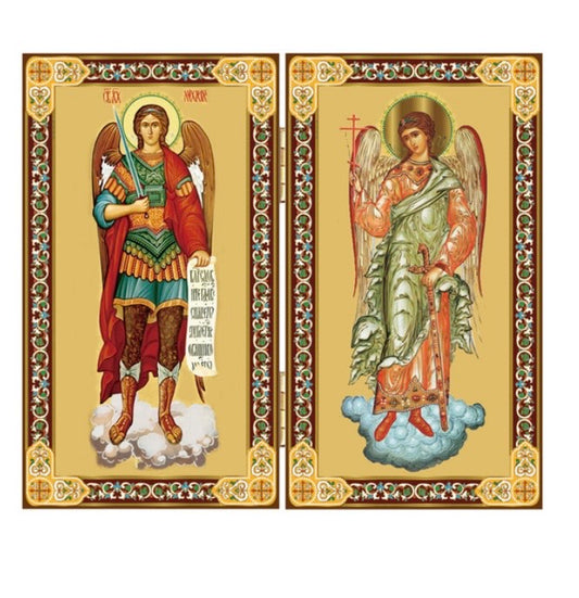 Diptych St. Archangel Michael & Guardian Angel Gold Foil