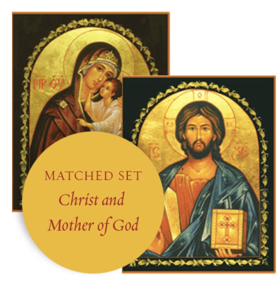 Matching set: Christ the Teacher & Mother of God Lovingkindness, medium icons