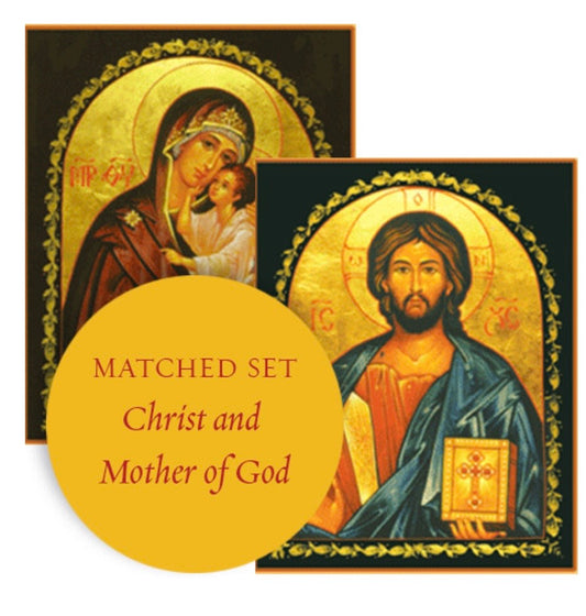 Matching set: Christ the Teacher & Mother of God Lovingkindness, medium icons