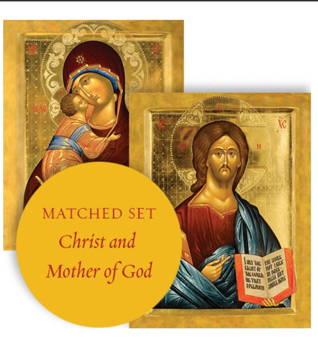 Matching set: Christ Pantocrator & Virgin Lovingkindness, large icons