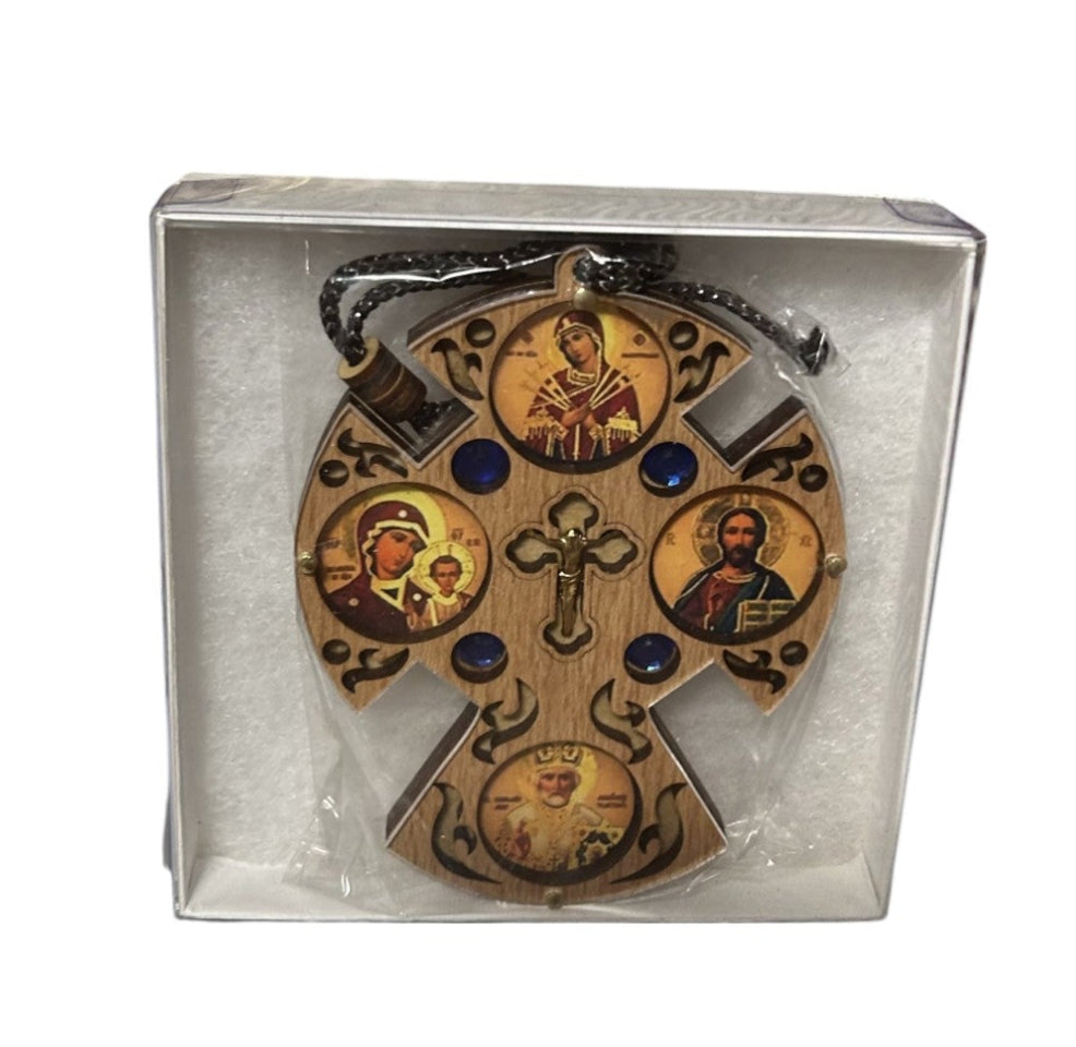 Wooden Cross with Saints