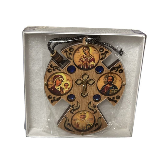 Wooden Cross with Saints